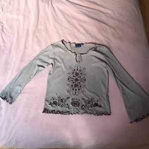 Hippy Earthy Beige Flower Long Sleeve Top